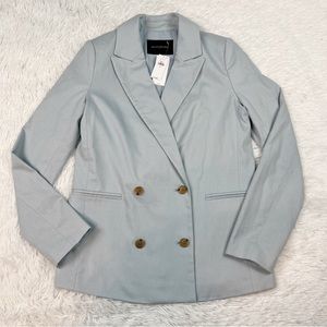 Banana Republic long sleeve linen blend double breasted blazer jacket light blue